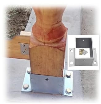 Gazebo Post Anchor Base ， Post Anchors Concrete Mount, Railing Post Anchors Square ，for Wood Mailbox Pergolas Gazebos Pavilion Decks Railing(60x40x80(H) mm)