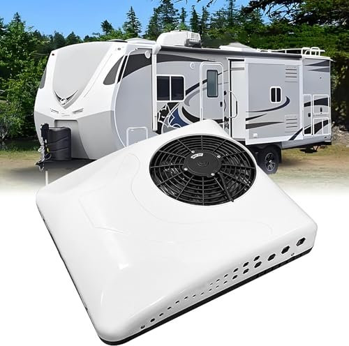 24V RV Rooftop Air Conditioner with Scroll Compressor, Heating and Cooling Functions for Minivans, Campers, Motorhomes, Buses, Trucks