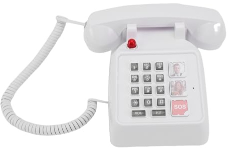 Annadue Stor Knapptelefon för Seniorer, Fasttelefon för äldre med Justerbar Volymvis Visuell Ringare, 5 SOS -nummer 2 Familjenummer, Sladdade Telefoner för Synskadad Telefon