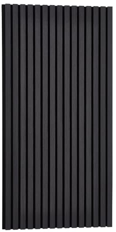 INMOZATA Sound Proof Panels for Walls and Ceiling, Acoustic Wall Panels Decorative, Wooden Slats Wall Panel for Home, Office, Bedroom, Living Room, Black, Ebony Walnut, 1200mm x 600mm