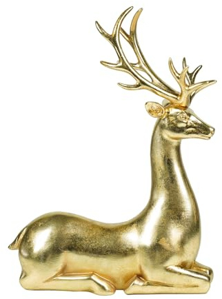 Ferrislan Golden Deer Statue - 14.96 Inch Elegant Resin Figurine, Modern Home Decor for Living Room, Bedroom, Office & Tabletop Centerpiece, Collectible Art Sculpture for Year-Round Decoration & Gift