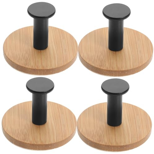 Toddmomy 4Pcs Bamboo Self Adhesive Hooks Heavy Duty Wall Mount Decorative Coat Towel Hat Key Hangers for Bedroom Bathroom Kitchen Space Saving