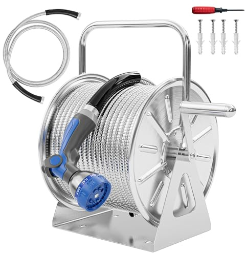 SPECILITE Avvolgitubo da giardino in acciaio inox con tubo da 30 m per acqua