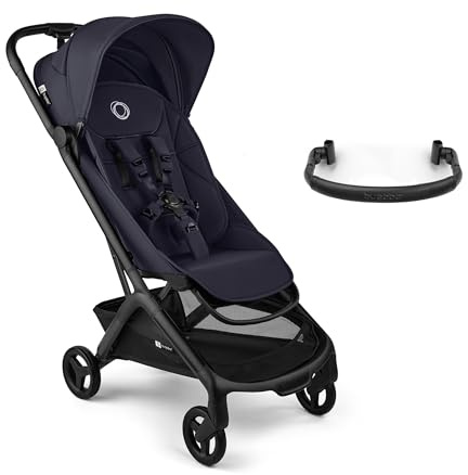 Bugaboo Butterfly 2 Lightweight Travel Stroller Cabin Size - Set with Bumper Bar - One-Hand Fold Portable Pushchair, Baby Buggy with Reclining Seat, Storage Basket, Carry Strap – Deep Indigo