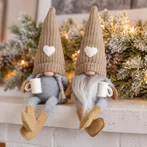 Café Décoration Gnomes D'Automne, 2PCS Gnomes Décoratifs, Café Gnome(Marron | Nains En Peluche, Quatre Saisons, Café Gonks Peluche Doll Décor Pour Maison, Cuisine, Station Basse, Table, Étagère(Marron)