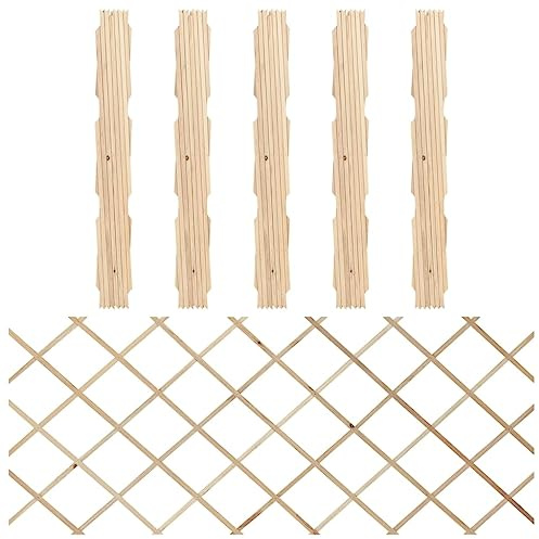 QJBSAVVA Lot de 5 Clôtures en Treillis Bois de Sapin Massif 180x80 cm, Panneau de Clôture de Jardin Extensible pour Délimitation Extérieure et Aménagement de Cour