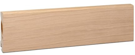 KGM Sockelleiste Modern Massivholz - Eiche, 2400 x 16 x 80 mm, 1 Stück | Fußleiste, Fichte-Träger furniert, unbehandelte Oberfläche, individuell behandelbar, PEFC-zertifiziert