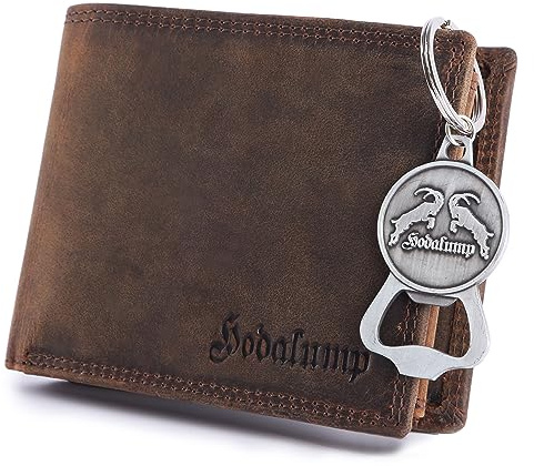 hodalump Echt-Leder Geldbörse • Premium Geldbeutel für Damen und Herren mit RFID-Schutz • Langlebiges Portmonee mit Münzfach • Mit Schlüsselanhänger