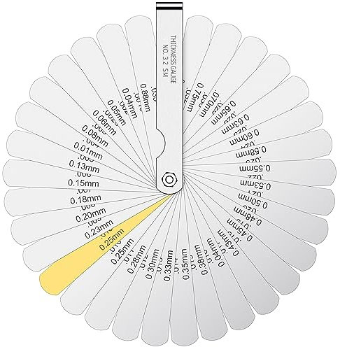 CAMWAY 32PCS Blades Steel Feeler Gauge 0.0015-0.035 inch/ 0.04-0.88mm Dual Marked Metric and Imperial Gap Measuring Tool