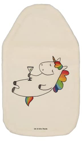 Mr. & Mrs. Panda Wärmflasche Einhorn Cocktail - Geschenk, Rum, Wärmflasche mit Bezug, Einhörner, Wärmekissen, witzig, Unicorn, Wärmflaschenbezug,