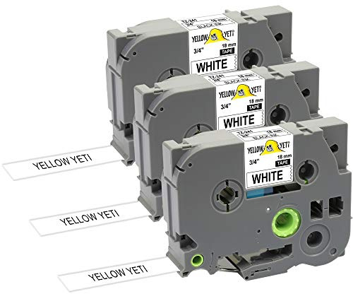 Yellow Yeti 3 Schriftbander TZe-241 TZ-241 schwarz auf weiß 18mm x 8m Etikettenbänd kompatibel für Brother P-Touch PT-2030VP PT-D400 PT-D450VP PT-D600VP PT-E300VP PT-H300 PT-H500 PT-P700 PT-P750W CUBE