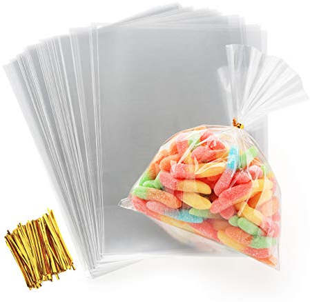 ilauke 200 Sachets Transparents Motif Étoiles 15x20 cm - Sacs Cadeaux OPP pour Bonbons, Mariage, Noël, Anniversaire et Fêtes Enfants