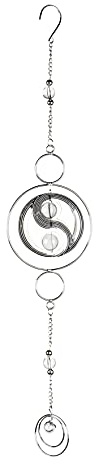 formano Yin-Yang Deko Hänger 58 cm – eleganter Metall Anhänger in Silber Mobile – Feng Shui Windspiel für Haus & Garten – stilvolle Balance Dekoration