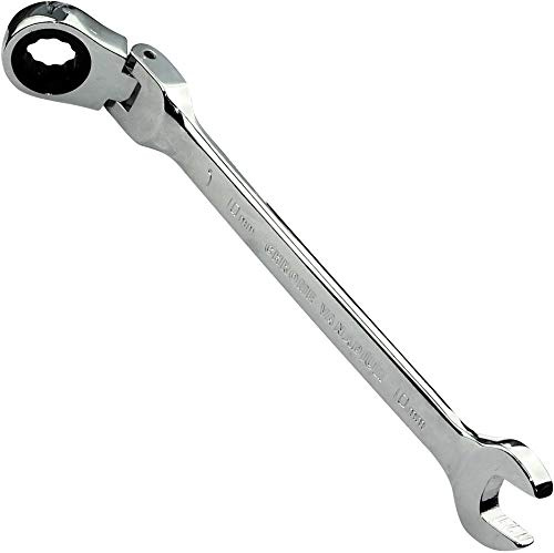 AERZETIX - Llave Plana combinada extremo abierto/Clásico 10mm - a Llave de trinquete Cabeza Articulada/Flexible 10mm Anillo/Ojo 12 lados - No reversible/Métrico - en CR-V - Mango Recto Pulido - C45604