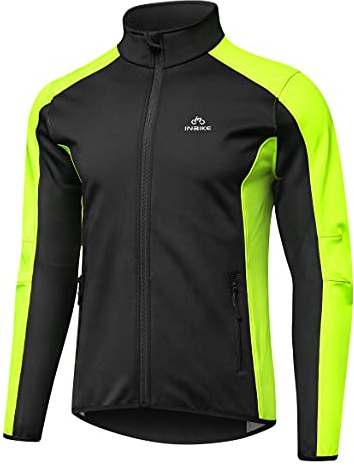 INBIKE Chaqueta de Ciclismo para Hombre con Forro Polar Impermeable Chaqueta Softshell para Otoño Invierno, Deportes al Aire Libre Verde S