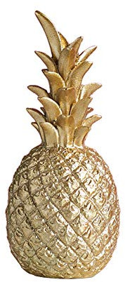 Herbests Ananas Deco Ornamente,Nordic Modern Resin Ananas Dekorative Figur Tischdeko für Geburtstagsfeier, Fenster, Schlafzimmer Desktop Deko,Gold,6.5 x 15 cm
