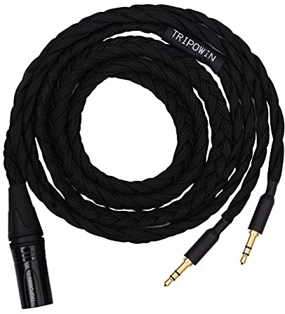 Linsoul Tripowin GranVia Câble de Remplacement OFC Haute pureté amélioré | pour Audio Casques, Longueur 2 m, Double fiche 3,5 mm pour HE4XX/HE-400i/HE400se/Goldplanar(Noir,XLR)