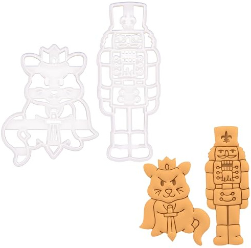 BAKERLOGY Set of Mouse King and Nutcracker Cookie Cutters - Detailed Biscuit Cutter Design for Baking and Crafts, Ideal on Fondant, Dough, Clay