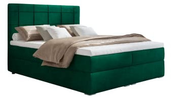MOONB- 3 | Bari Boxspringbett 180x200, Doppelbett, boxspringbett bett mit bettkasten, Bonell-Matratze und Topper, Doppelbett, Polsterbett mit bettkasten, Schlafzimmer (180 x 200, Grün)