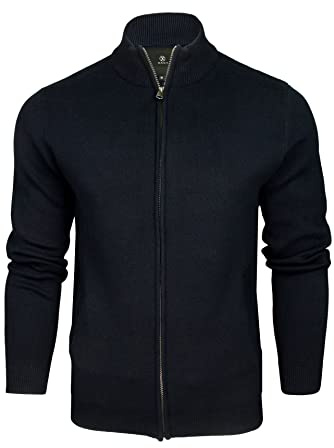 Xact Mens Cotton Rich Full Zip Cardigan Jumper (Navy) M