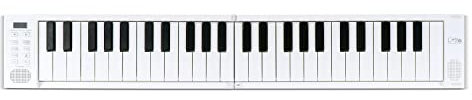 Carry-on Folding Piano 49 Touch Ultra-Portable Keyboard with 128 Voices, USB & Bluetooth MIDI for Travel, Practice & Performance - White