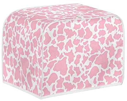 STUOARTE 4 Slice Cow Print Toaster Cover Bread Maker Cover Kitchen Small Appliance Cover, Dust and Fingerprint Protection, Machine Washable, Pink