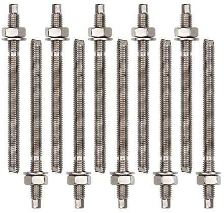 Isolbau Ankerstange aus A4 Stahl M12 x 160 mm - 10 Stück ETA Zulassung Gewindestange Verbundanke mit Mutter & Unterlegscheibe Schwerlast-Anker Schwerlast-dübel