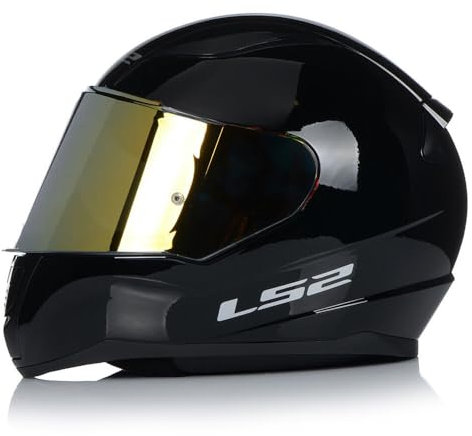 LS2 FF353 RAPID-II FULL FACE MOTORCYCLE URBAN TOURING SCOOTER SPORTS CRASH MOTORBIKE HELMET ECE APPROVED, GLOSS BLACK WITH FREE DARK VISOR (L)