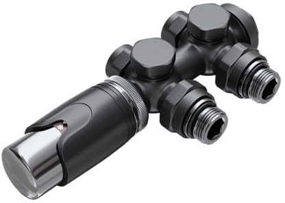 VILSTEIN® Universal Heizkörperanschluss Set [MIT THERMOSTAT] - Multiblock Anschluss für Heizung - Zweirohrsystem Hahnblock Chrom - Ventilhahnblock Amaturensystem - Durchgangs - & Eckanschluss