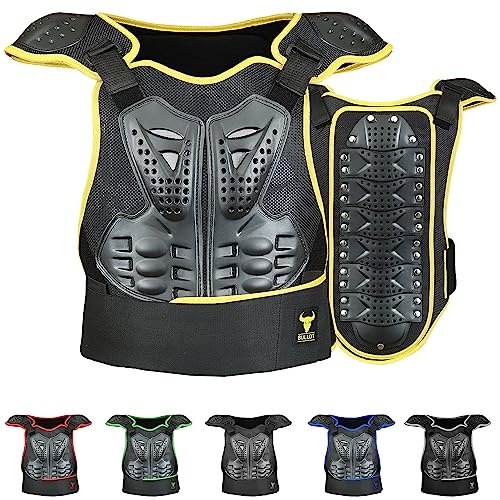 BULLDT Protektorenweste Damen & Herren für Motorrad Motocross ATV Skatebording Quad Scooter MTB Enduro Reiten Protektoren - Atmungaktiv Weste Verstellbar - Gelb - 56