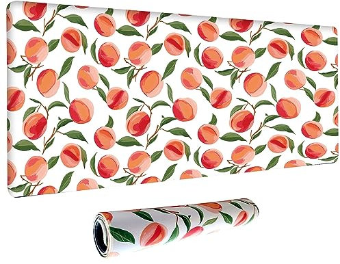 Cute Peach Mouse Pad,Thick Waterproof Large Gaming Mousepad, Pink Fruit Mouse Pad with Stitched Edge,Mouse Computer Desk Accessories，Non-Slip Rubber Base Keyboard Mat 800X400X4mm