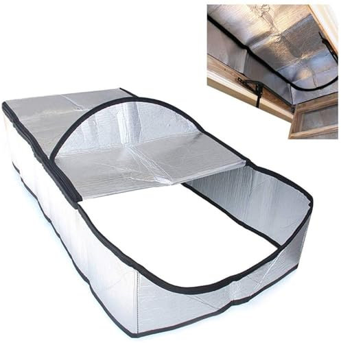 BUYTER Dachbodentreppen Isolierabdeckung – feuerfeste Dachbodentür-Isolationsabdeckung | mit Reißverschluss und 2 Aluminiumschichten für Dachbodentür, 63,5 x 137,2 x 27,9 cm