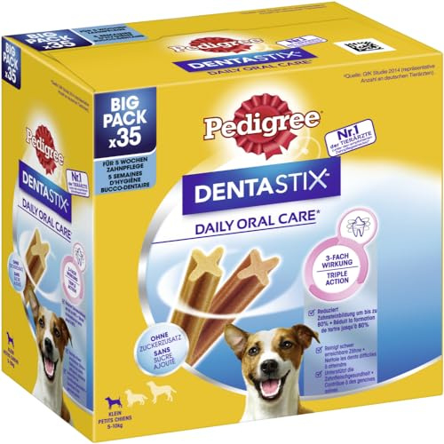 PEDIGREE DENTASTIX Daily Oral Care Cardboard Multipack Small Dogs 5-10 kg, 35 Sticks (5 x 7 Pieces) Dog Treats Dog Snack Dental Care Treat