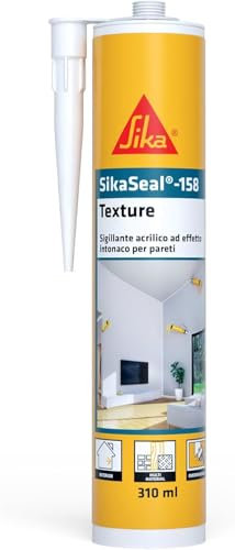 Sika - SikaSeal-158 Texture, Bianco - Sigillante acrilico a effetto intonaco - Riempimento fessure, buchi - Pronto all'uso - Per interno e esterno - 310ml