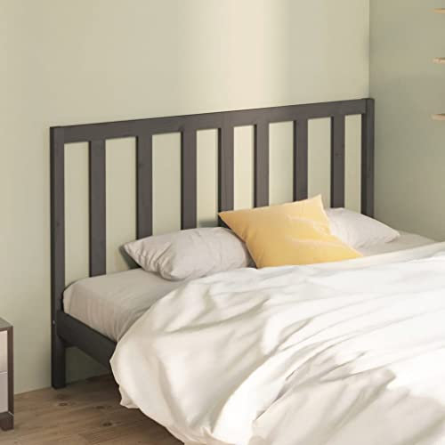 Youuihom Wandkissen Wandpaneele Gepolstert Schlafzimmer-Kopfteil Kopfteil Grau 126x4x100 cm Massivholz Kiefer Geeignet für Schlafzimmer, Hotels,Gästezimmer, Wohnungen
