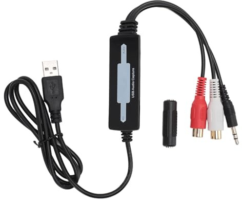 USB 2.0-Digital-Audio-Capture-Karte, Sound-Grabber mit 3,5-mm- und R-L-Sound-Anschlusseingängen, für Kassetten, LPs, Radio-Player, für 10/8.1/8/7