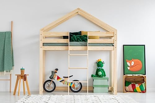 RC ROOM COLOREE for kids Hochbett aus Holz – 1 Sitzer/Hüttenbett für Kinder Leo Solo 80 x 180 cm mit Lattenrost