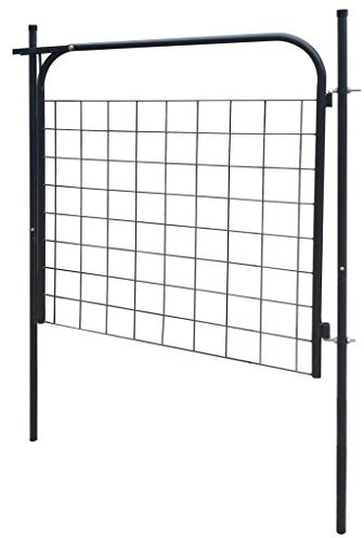 Gecheer Trädgårdsstaketgrind av galvaniserat stål, trädgårdsgrind staketdörr trädgårdsdörr, trädgårdsstaket, dörr 100 x 100 cm, stolphöjd: 150 cm, antracit