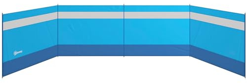 Outsunny Paravent de Camping Brise-Vent Portable 725 x 140 cm Bleu Clair