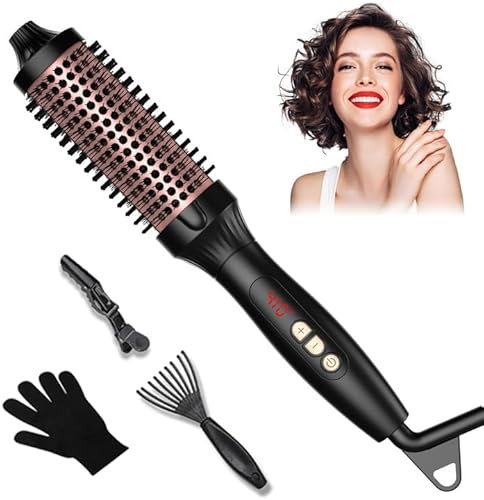 Thermal Brush, Thermobürste 38mm, UKLISS 3 in 1 Rundbürste LCD-Anzeige 120-210℃, Lockenbürste Double Spannung passend für Reise, Leichte Heat Brush zum Haarstyling - Kamm, Lockig, Glatt