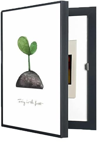 MPMPM Cacher Le Compteur, Couvercle décoratif for Compteur électrique – Protégez élégamment Votre Panneau électrique – Ajoutez de l'élégance et de la sécurité à Votre Maison.(Black,40x50 cm)
