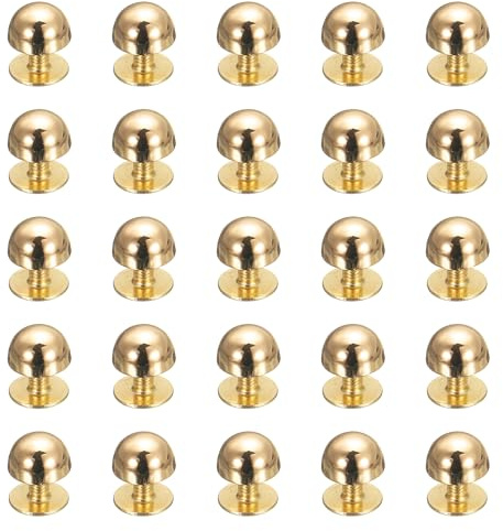 sourcing map 25 remaches redondos, picos de metal de 8 mm y tachuelas para decoración de bolsas de cuero, cinturón, ropa, zapatos, bolsos, suministros para manualidades, color dorado