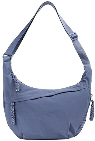 LOCCY Halbmond Umhängetasche Damen, Nylon Crossbody Bag Half Moon Bag Crossbody Schultertasche Hobo Tasche mit verstellbarer Schultergurt für Uni Arbeit Reisen Alltag