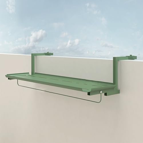 FORRTY Table De Balcon Suspendue Table Suspendue pour Balustrade Galvanisée,7 Vitesses Réglage，La Barre Suspension Inférieure Permet Suspendre Vêtements Et Paniers Fleurs(Vert,90CM(35.4in))