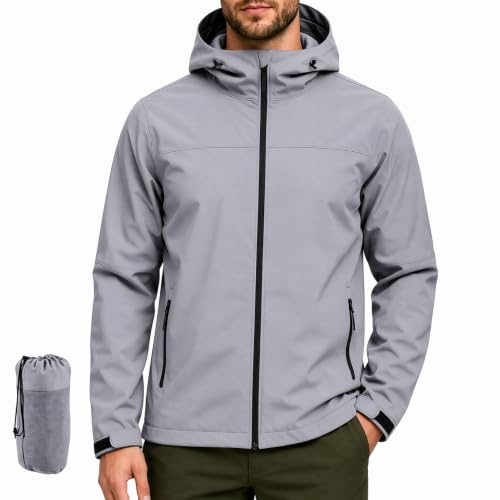 PYALT Veste de pluie pour homme Imperméable Vestes d'extérieur pour homme Veste légère de loisirs Respirante Vélo Veste de pluie avec capuche
