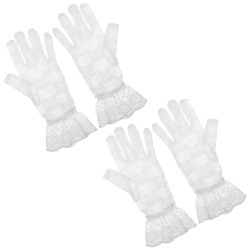Gjinxi White Lace Gloves for Women Opera Tea Party Glove Wrist Length
