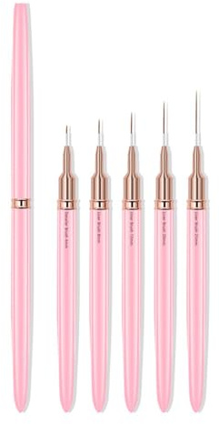 Nail Art Liner Brushes - ShiningUU 5pcs Nail Art Pens and Tools Set | Fine Liner Brushes for Gel Polish | Detail Painting with Multi-Size Tips | Size 4/8/12/20/25mm
