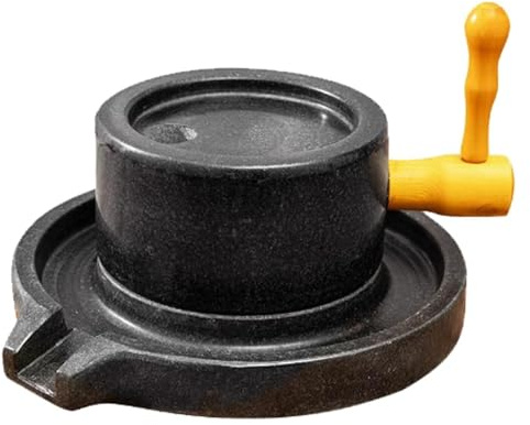 Hand Stone Mill, Stone Mill Grinder, Hand Cranked Wet Grain Mill with Wooden Stand, for Grinding Wheat, Rice(30cm/11.8in)