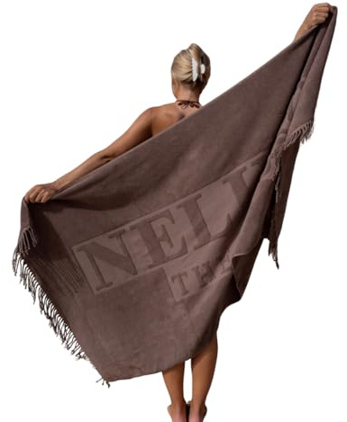Nelipies The Brand Strandhandtuch XXL, 100 x 200 cm, Baumwolle (Braun) Handtuch Strand Beach