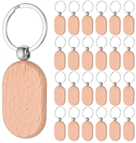 DAJMAIEZ Schlüsselanhänger-Rohlinge aus Holz – perfekt für DIY-Projekte, kreative Geschenke und personalisierte Dekorationen.